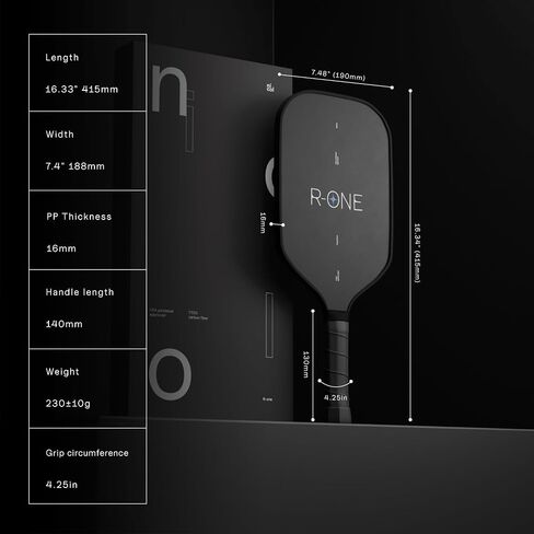 R-One Elongated Carbon Fiber Pickleball Paddle - 2023 Pickleball Racket with Long Handle - T700 Raw Carbon Fiber - Frosted Spin Surface - USAPA Approved by Nicol Pickleball in Saudi Arabia