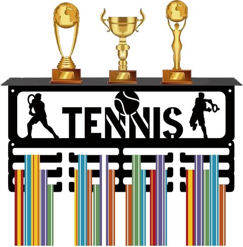CREATCABIN Taekwondo Medal Hanger Display Trophy Medal Holder with Shelf Sports Iron Rack Wall Mount Hooks Frame Metal Medal Stand Organizer for Hanging Athlete Belt Medals Awards 15.7 x 7.9Inch Black in Saudi Arabia