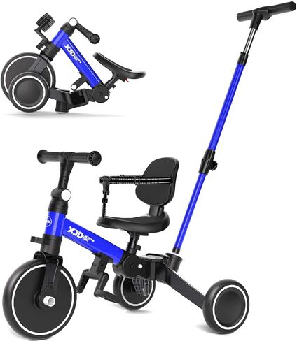 XJD Toddler Bike, 6 in 1 Toddler Tricycle for 1-4 Year Old with Push Handle, Balance Bike with Removable Pedal,Backrest, Adjustable Seat Height and Handle, First Birthday Gifts (White) in Saudi Arabia