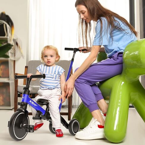 XJD Toddler Bike, 6 in 1 Toddler Tricycle for 1-4 Year Old with Push Handle, Balance Bike with Removable Pedal,Backrest, Adjustable Seat Height and Handle, First Birthday Gifts (White) in Saudi Arabia