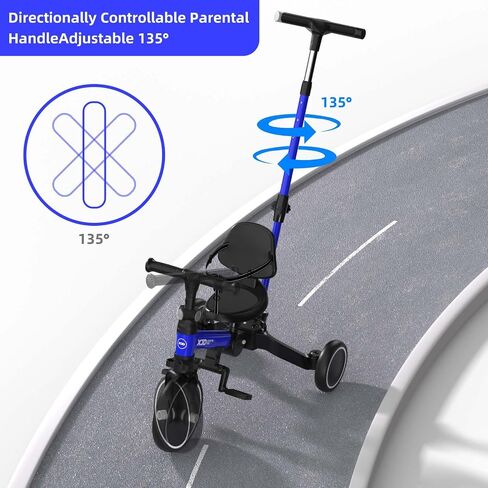 XJD Toddler Bike, 6 in 1 Toddler Tricycle for 1-4 Year Old with Push Handle, Balance Bike with Removable Pedal,Backrest, Adjustable Seat Height and Handle, First Birthday Gifts (White) in Saudi Arabia