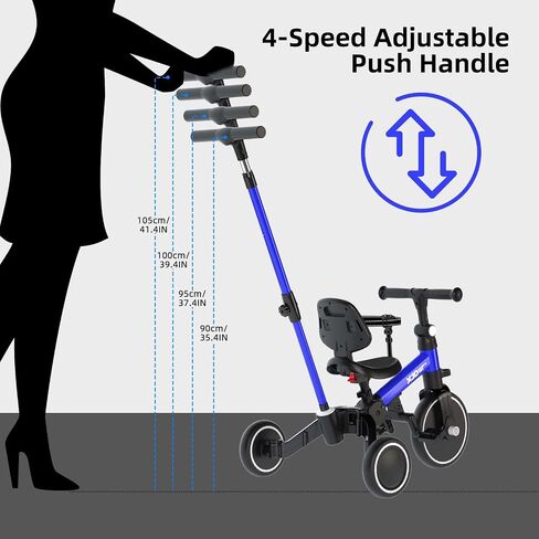 XJD Toddler Bike, 6 in 1 Toddler Tricycle for 1-4 Year Old with Push Handle, Balance Bike with Removable Pedal,Backrest, Adjustable Seat Height and Handle, First Birthday Gifts (White) in Saudi Arabia