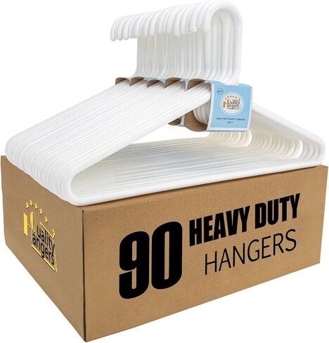 Quality White Plastic Hangers 30 Pack - Super Heavy Duty Plastic Clothes Hanger Multipack - Thick Strong Standard Closet Clothing Hangers with Hook for Scarves and Belts-17 Coat Hangers (White, 30) in Kuwait
