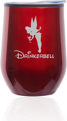 Stemless Wine Tumbler Coffee Travel Mug Glass with Lid Drinkerbell Drinking Fairy Funny (Royal Purple) in Saudi Arabia