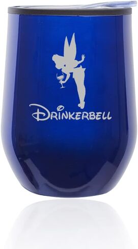 Stemless Wine Tumbler Coffee Travel Mug Glass with Lid Drinkerbell Drinking Fairy Funny (Royal Purple) in Saudi Arabia