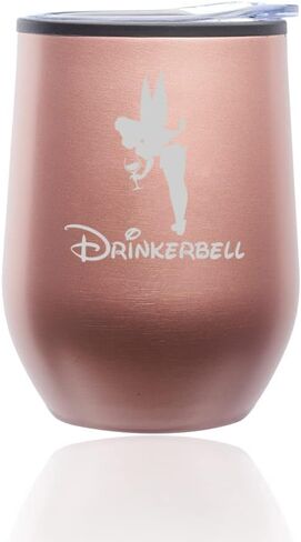 Stemless Wine Tumbler Coffee Travel Mug Glass with Lid Drinkerbell Drinking Fairy Funny (Royal Purple) in Saudi Arabia