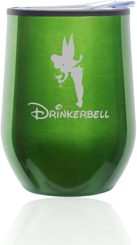 Stemless Wine Tumbler Coffee Travel Mug Glass with Lid Drinkerbell Drinking Fairy Funny (Royal Purple) in Saudi Arabia