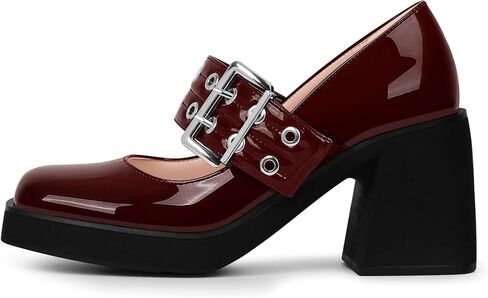 Women's Plafrom Block High Heel Buckle Strap Mary Janes Pumps Punk Closed Toe Shoes in Saudi Arabia