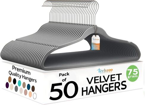 50 Pack New Premium Quality Velvet Hangers Ultra Thin Non Slip Adult Felt Space Saving Hangers for Closet Heavy Duty Coat Pants Jackets Dress Hangers 360° Swivel Hook Hold Upto 10 lbs Ivory in Kuwait