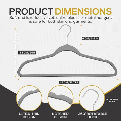 50 Pack New Premium Quality Velvet Hangers Ultra Thin Non Slip Adult Felt Space Saving Hangers for Closet Heavy Duty Coat Pants Jackets Dress Hangers 360° Swivel Hook Hold Upto 10 lbs Ivory in Kuwait