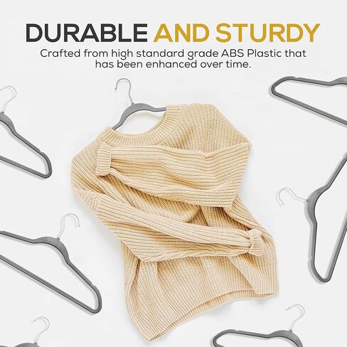 50 Pack New Premium Quality Velvet Hangers Ultra Thin Non Slip Adult Felt Space Saving Hangers for Closet Heavy Duty Coat Pants Jackets Dress Hangers 360° Swivel Hook Hold Upto 10 lbs Ivory in Kuwait