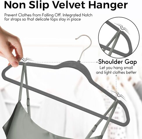 50 Pack New Premium Quality Velvet Hangers Ultra Thin Non Slip Adult Felt Space Saving Hangers for Closet Heavy Duty Coat Pants Jackets Dress Hangers 360° Swivel Hook Hold Upto 10 lbs Ivory in Kuwait