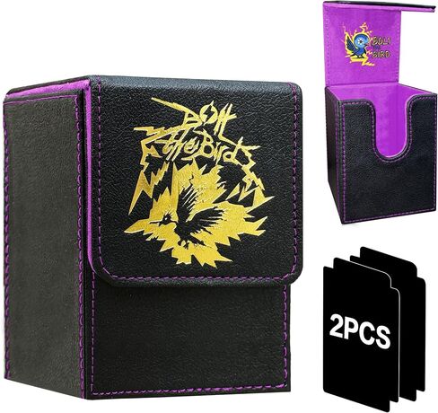 MTG Deck Box Commander BTB, Fits 100 Single Sleeved Cards, 2 Dividers, Strong Magnet Magic the Gathering Deck Box PU Leather Trading Card Storage Box for TCG, CCG, MTG Cards-Blue Yellow in Saudi Arabia