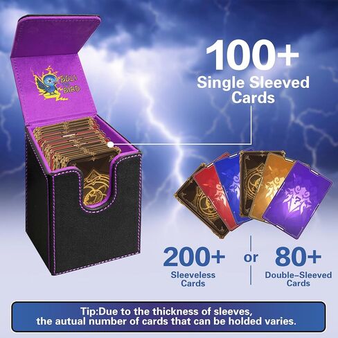 MTG Deck Box Commander BTB, Fits 100 Single Sleeved Cards, 2 Dividers, Strong Magnet Magic the Gathering Deck Box PU Leather Trading Card Storage Box for TCG, CCG, MTG Cards-Blue Yellow in Saudi Arabia