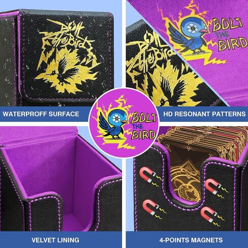 MTG Deck Box Commander BTB, Fits 100 Single Sleeved Cards, 2 Dividers, Strong Magnet Magic the Gathering Deck Box PU Leather Trading Card Storage Box for TCG, CCG, MTG Cards-Blue Yellow in Saudi Arabia