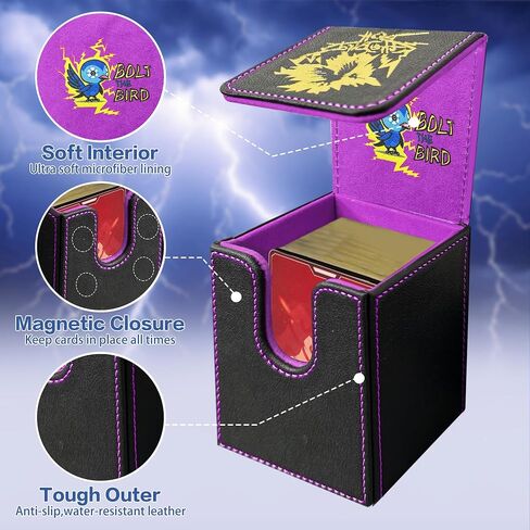 MTG Deck Box Commander BTB, Fits 100 Single Sleeved Cards, 2 Dividers, Strong Magnet Magic the Gathering Deck Box PU Leather Trading Card Storage Box for TCG, CCG, MTG Cards-Blue Yellow in Saudi Arabia