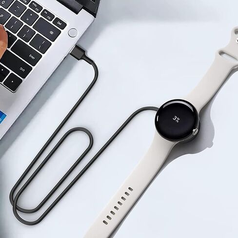 شاحن ساعة Pixel 2/3، كابل شحن مغناطيسي بديل لساعة Google Pixel 2/3 (أسود وأبيض، USB من النوع A) in Kuwait