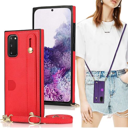 جراب محفظة لهاتف Samsung Galaxy Note 20، ZYZX حزام جلدي قابل للإزالة وقابل للتعديل وحامل بطاقات حول الجسم وحزام الرقبة ومحفظة حزام الكتف مع جراب مسند لهاتف Samsung Galaxy Note 20 KB أسود in Saudi Arabia