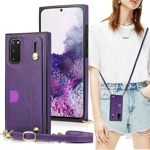جراب محفظة لهاتف Samsung Galaxy Note 20، ZYZX حزام جلدي قابل للإزالة وقابل للتعديل وحامل بطاقات حول الجسم وحزام الرقبة ومحفظة حزام الكتف مع جراب مسند لهاتف Samsung Galaxy Note 20 KB أسود in Saudi Arabia