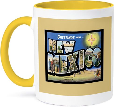 3dRose Greetings from New Mexico Scenic Postcard Reproduction Two Tone Mug, 11oz, Black in Saudi Arabia