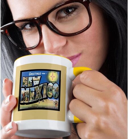 3dRose Greetings from New Mexico Scenic Postcard Reproduction Two Tone Mug, 11oz, Black in Saudi Arabia
