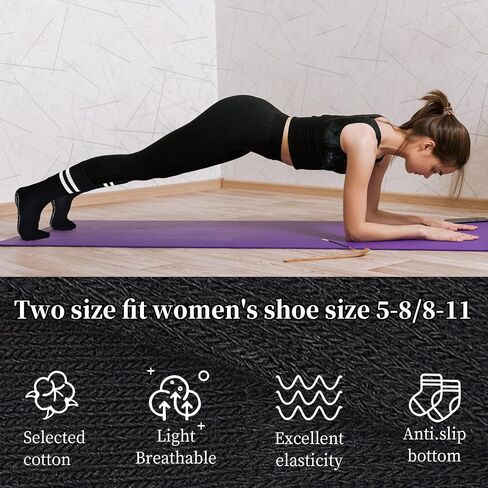 ELUTONG Yoga Pilates Grip Socks for Women Non slip Barre Ballet Athletic Workout Barefoot Hospital Sticky Grippers Socks in Kuwait