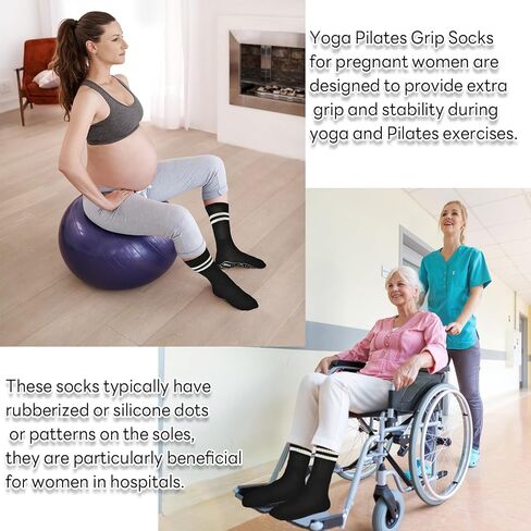 ELUTONG Yoga Pilates Grip Socks for Women Non slip Barre Ballet Athletic Workout Barefoot Hospital Sticky Grippers Socks in Kuwait