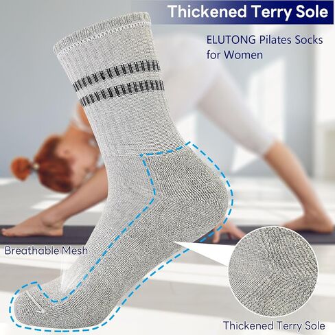 ELUTONG Yoga Pilates Grip Socks for Women Non slip Barre Ballet Athletic Workout Barefoot Hospital Sticky Grippers Socks in Kuwait