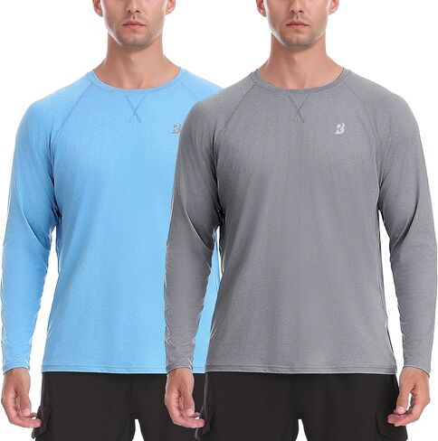 UPF 50+ Sun Shirts for Men - Long Sleeve UV Protection SPF Rash Guard Swim Shirt for Athletic Running Workout in Saudi Arabia