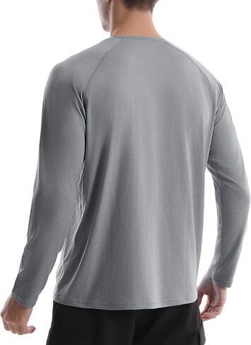 UPF 50+ Sun Shirts for Men - Long Sleeve UV Protection SPF Rash Guard Swim Shirt for Athletic Running Workout in Saudi Arabia