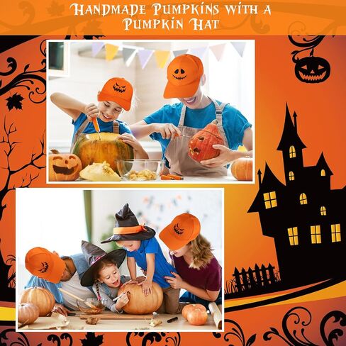 3 Pieces Halloween Pumpkin Baseball Caps Unisex Adjustable Embroidery Pumpkin Face Dad Hat Cotton Cute Trucker Cap in Kuwait