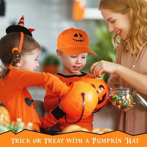 3 Pieces Halloween Pumpkin Baseball Caps Unisex Adjustable Embroidery Pumpkin Face Dad Hat Cotton Cute Trucker Cap in Kuwait