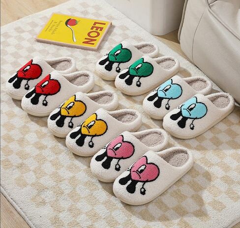 NEVEROLD Fun Cute Trendy Colorful Cartoon Illustrated Cozy Fluffy Plush Fur Slip On Cushion House Slippers for Women, Men, Girls, and Boys in Kuwait