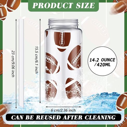 40 Pcs Soccer Party Favors 20 Pack Soccer Cups with Lid and Straw 14.2 oz Reusable Tumbler Clear Plastic Drinking Cups with 20 Pack Drawstring Bag for Birthday School Sport Decorations in Saudi Arabia
