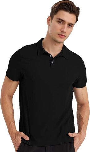 LANDUNSI Cooling Polo Shirts for Men Moisture Wicking Golf Shirts Short Sleeve Dry Athletic Polyester Mesh Shirt in Saudi Arabia