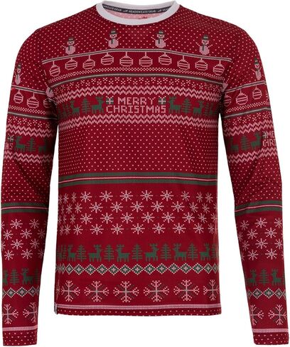 تي شيرت Headsweats بأكمام طويلة للرجال - عيد الميلاد القبيح - سانتا الأزرق in Kuwait