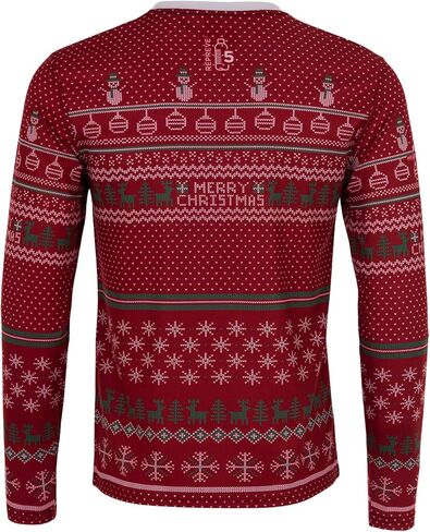 تي شيرت Headsweats بأكمام طويلة للرجال - عيد الميلاد القبيح - سانتا الأزرق in Kuwait