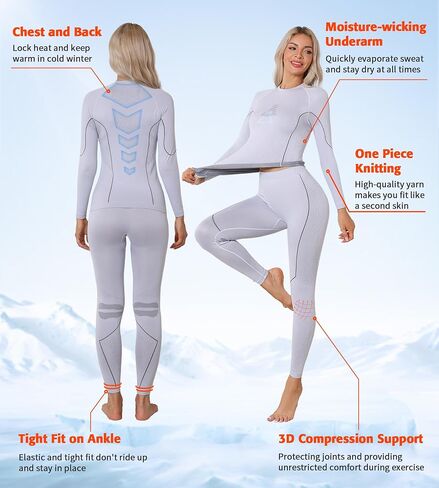 ATTRACO Womens Thermal Underwear Top and Bottom Sets Women Long Johns Warm Base Layer for Cold Weather in Saudi Arabia