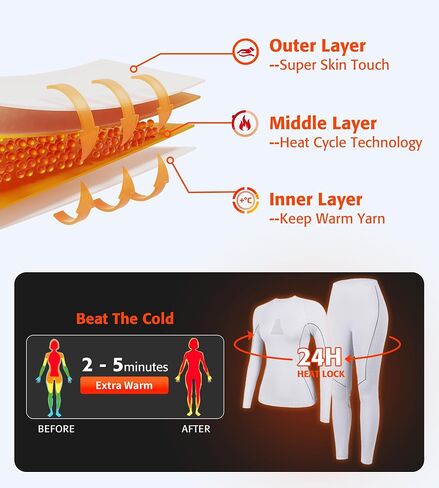ATTRACO Womens Thermal Underwear Top and Bottom Sets Women Long Johns Warm Base Layer for Cold Weather in Saudi Arabia