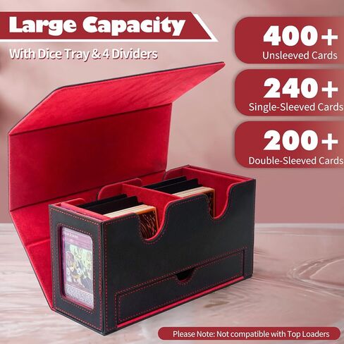 Card Deck Box Fits MTG Commander, Trading Card Storage Box with 2 Display Windows & Large-capacity Dice Tray, TCG Deck Box with 4 Dividers, Holds 200+ Double-Sleeved Cards (Black&Purple) in Saudi Arabia