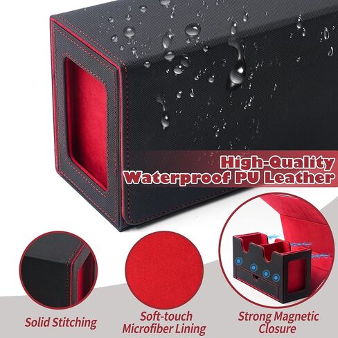 Card Deck Box Fits MTG Commander, Trading Card Storage Box with 2 Display Windows & Large-capacity Dice Tray, TCG Deck Box with 4 Dividers, Holds 200+ Double-Sleeved Cards (Black&Purple) in Saudi Arabia