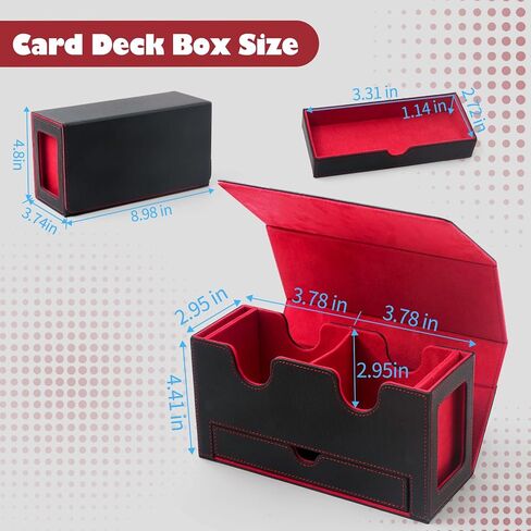 Card Deck Box Fits MTG Commander, Trading Card Storage Box with 2 Display Windows & Large-capacity Dice Tray, TCG Deck Box with 4 Dividers, Holds 200+ Double-Sleeved Cards (Black&Purple) in Saudi Arabia