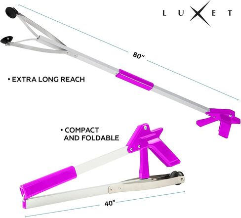 Luxet Reacher Grabber Tool X-Long 80" Aluminum Suction Cup Jaw, Foldable Lightweight Reacher Grabber Pickup Tool, Gripper Grabbers for Elderly Grab it Reaching Tool Trash Picker Grabber (Black) in Kuwait