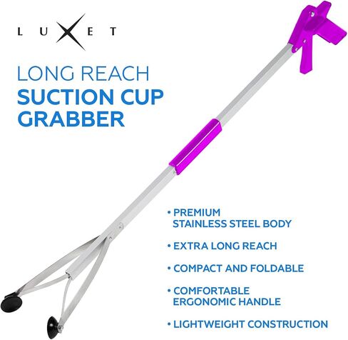Luxet Reacher Grabber Tool X-Long 80" Aluminum Suction Cup Jaw, Foldable Lightweight Reacher Grabber Pickup Tool, Gripper Grabbers for Elderly Grab it Reaching Tool Trash Picker Grabber (Black) in Kuwait