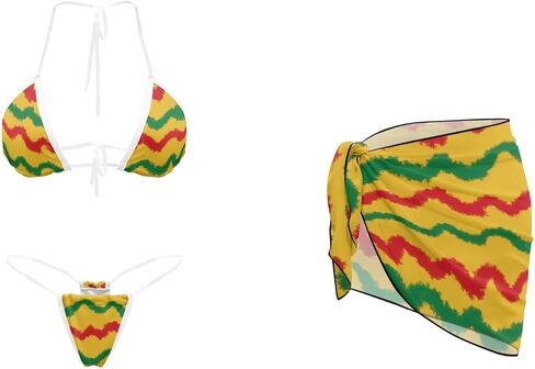 2 Piece Women's Triangle Tie Side Bikini Sets Swimsuit Cover Ups Beach Skirt Sexy Bathing Suit Clear Straps Bikini in Kuwait