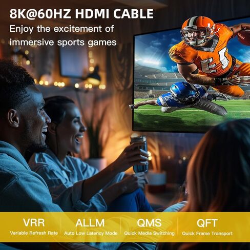 كابل HDMI 10K 8K - كابل HDMI 2.1، سلك HDMI معتمد عالي السرعة، يدعم 4K@240 هرتز، 1080p، 48 جيجابت في الثانية، HDR، متوافق مع PS5، PS4، التلفزيون، الكمبيوتر الشخصي (3.3 قدم) in Kuwait