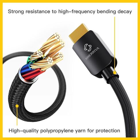 كابل HDMI 10K 8K - كابل HDMI 2.1، سلك HDMI معتمد عالي السرعة، يدعم 4K@240 هرتز، 1080p، 48 جيجابت في الثانية، HDR، متوافق مع PS5، PS4، التلفزيون، الكمبيوتر الشخصي (3.3 قدم) in Kuwait