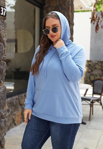 Plus Size Hoodies for Women Long Sleeve Pullover Shirts Drawstring Tops XL-5XL in Kuwait