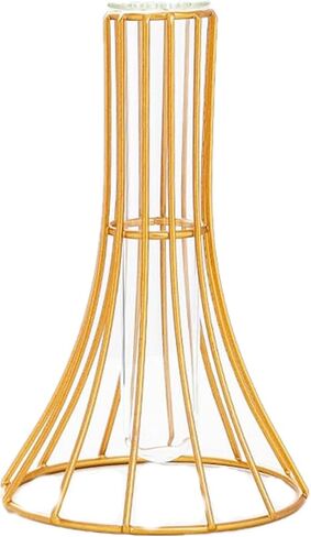 Nordic Simple Glass Clear Vase with Iron Art Frame for Hydroponic Planter, Metal Flower Vase Test Tube Pot Decorative Bottles Centerpieces for Wedding Home Décor (Black,Gourd) in Saudi Arabia