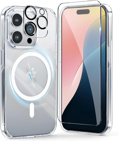 حافظة Astter لهاتف iPhone 16 Pro Max شفافة، حافظة مغناطيسية لهاتف iPhone 16 ProMax [متوافقة مع MagSafe]، مع واقي شاشة وحماية الكاميرا لغطاء مضاد للصدمات iPhone 16 Pro Max Phone Casas 6.9 بوصة in Saudi Arabia